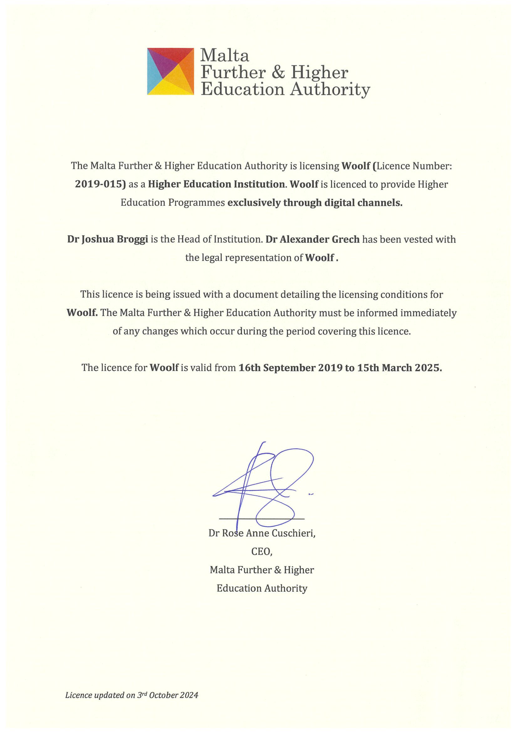 2024 MFHEA Licence (2019-2025)