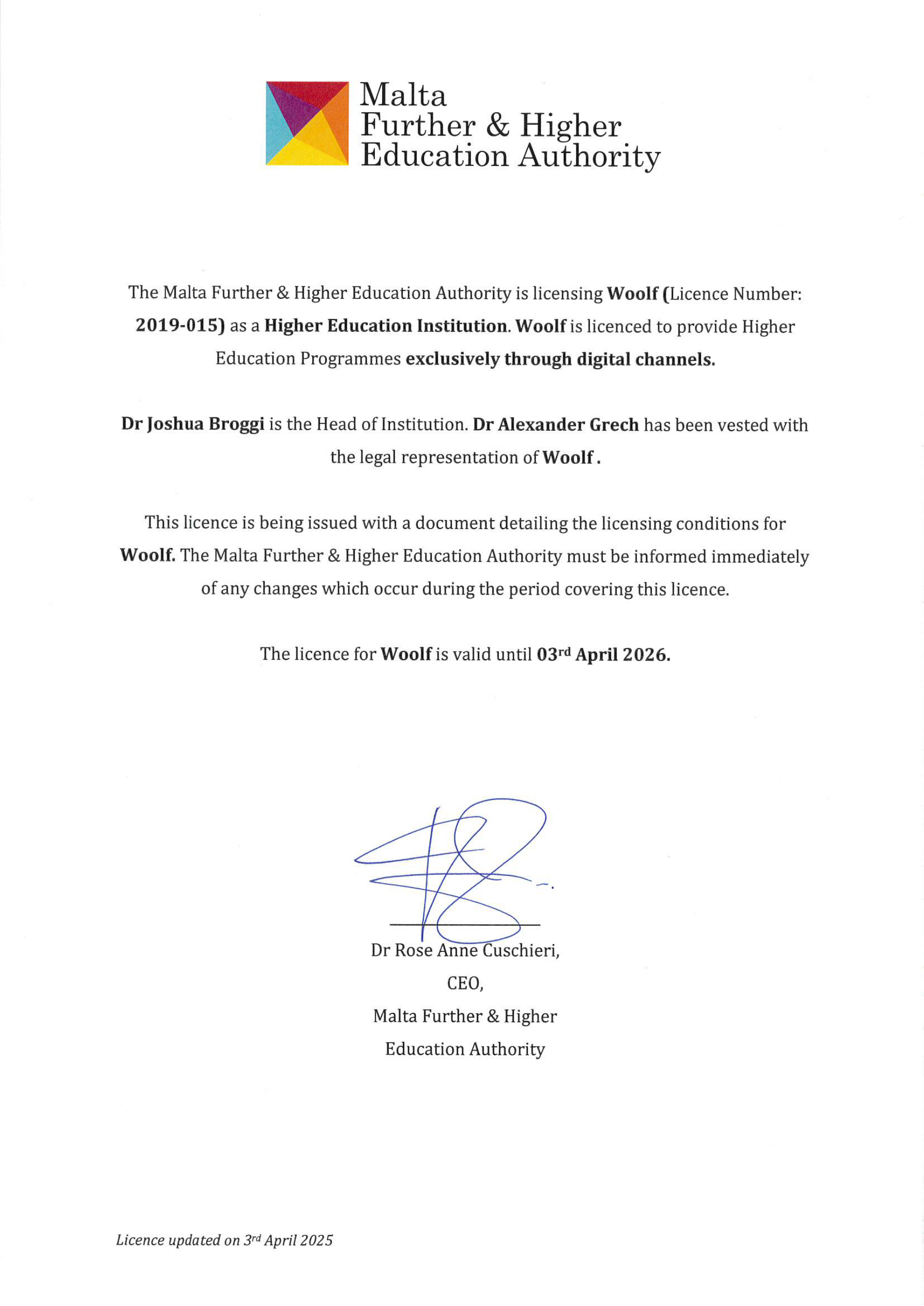 2025 MFHEA Licence (2025-2026)