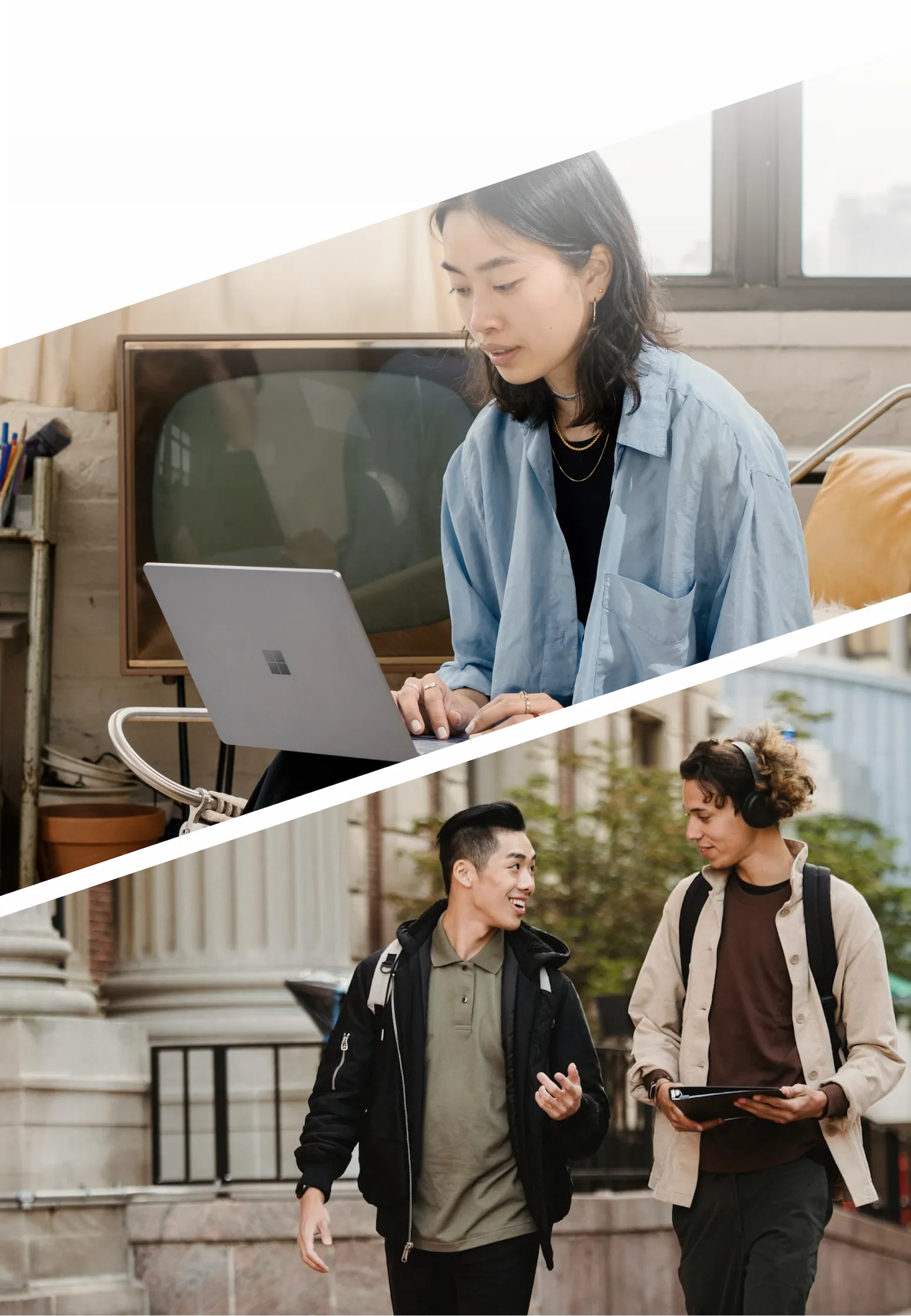 Students studying online and on campus